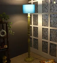 tu casa Mango Wooden Floor Lamps with Aqua Shade for Home Dcor, Bedroo