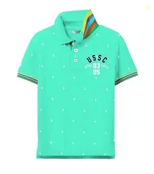USSC Boys Cotton Printed Regular Fit Polo T-Shirts (Pack of 1)