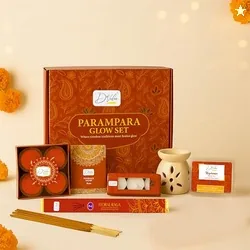 DVelas Parampara Glow Christmas Gift Box | Ceramic Aroma Burner, Wax M