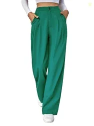 KOTTY Womens High Rise Cotton Blend Straight Fit Cross Pocket Solid Tr