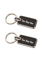 Personalized 2 Premium Metal Key Chain Silver KeyRing with Name engrav