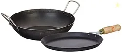 Amazon Brand - Solimo Sheet Metal Iron Cookware Set of 2 Pc (Tawa 23 c