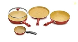 Crystal Induction Base Non-Stick Aluminium Cookware Set 4-Piece, Maroo