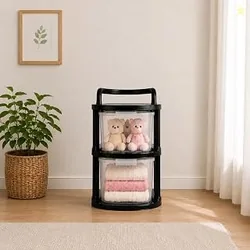 Plastic Storage Drawer with Wheels | Stackable Storage Cabinet for Bedroom, Office, Home | Utility Organiser for Cosmetics, Kitchen,Toys | Multipurpos