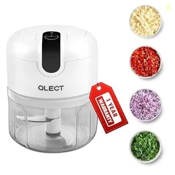 QLECT Automatic Electric Chopper for Kitchen | Rechargeable Wireless Chopper | Stainless Steel Blades | One Touch Cutter for Onion Vegetables Garlic G