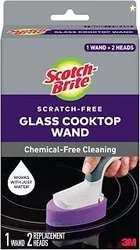 (950-CT-W) Glass Cooktop Refill Pads, Cleans with Just Water, Tackle Burnt-On Messes, 1 Wand and 2 Replacement Heads