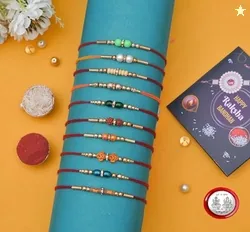 TECHBASICS Combo of 10 Dora Rakhi Set for Brother, Bhaiya, Bhabhi for Rakhi/Rakshabandhan with Roli Chawal & Greeting Card | Premium Rakhi Hamper RKHM