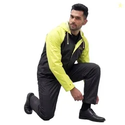 Roughhouse Raincoat for Men & Women Heavy Duty Waterproof Rain Suit with Jacket & Pant for Bike Riding | Hooded High-Visibility Unisex Raincoat | Fold