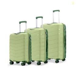 LAttitude By Provogue Axis Set of 3 Trolley Bags Polypropylene Hard Suitcase, 8 Spinner Wheels, 3-Pocket Convipack, Dual-Tone Shell, Recessed Number L