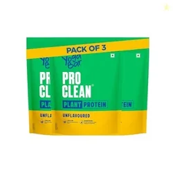 Yogabar Pro Clean Plant Protein | Unflavoured | 28g Protein per Serving | Clean & Natural Plant Blend | Vegan, No Added Sugar, Gluten-Free | 500g (Pac