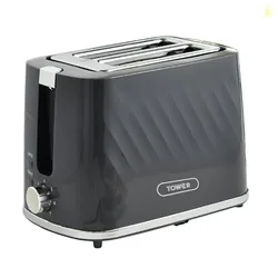Tower Windsor 2 Slice Pop Up Toaster with Self Centring Slots, 7 Browning Levels, 800W Fast Heating, Reheat & Defrost, Auto Shut Off, Removable Crumb