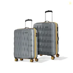 Aristocrat Comet Set of 2 (Cabin+Medium) Hard Case Trolley Bags, Grey | 8-Wheels, Durable Case, Spacious, Combination Lock, Sturdy Zipper, Lightweight