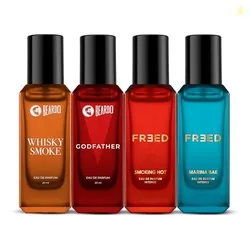 Beardo Him & Her Perfume Giftset 20ml x 4 | Whisky Smoke, GodFather, Marina Bae & Smoking Hot | Long Lasting Spicy Eau De Parfum | Gift For Couple, Me