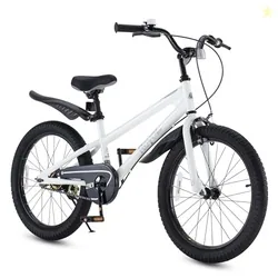 RoyalBaby Kids Bike 20 Inch Dual Brakes Ages 6-10 Training Wheels White | 20 inch wheel bicycle with dual hand brakes, kickstand, adjustable seat, tra