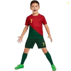 Sports Soccer Football Portugal Jersey 7 Home Away Kit Jersey T-Shirt with Black Shorts(Kid's,Boy's & Men) M2