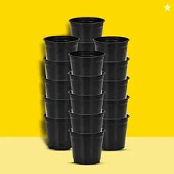Plastic Flower Pots 6 Inch | Black Nursery Plant Pots for Indoor & Outdoor Gardening | Lightweight, Durable Pots with Drainage for Seeds, Succulents &