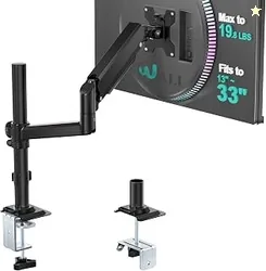 WALI Single Monitor Arm 13-32 Inch, Single Monitor Mount, Vesa Desk Mount up to 19.8lbs Gas Spring Arm with Clamp, VESA 75x75mm or 100x100mm Compatibi