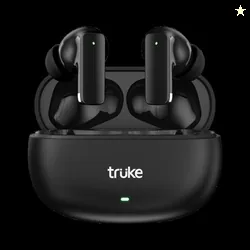 truke Buds Lite with 60H Playtime, Deep Bass, 13mm Speakers, Quad-Mic ENC, Low Latency Bluetooth Headset Pure Black, True Wireless