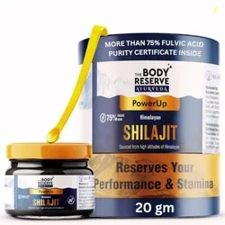 The Body Reserve Shilajit For Men 20gm Shilajeet Resin 500mg/Serving, 40 Servings More Than 75% Fulvic Acid, Purity Certificate Inside Box Sourced Fro