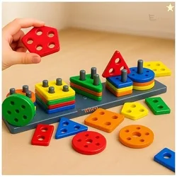 EITHEO Geometric Angle Blocks for Kids | 26 Pcs Montessori Sorting & Stacking Educational Toy | Colorful Shape Sorter Puzzle for Toddlers 1-3 Years |