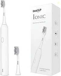 beatXP Ionic Electric Toothbrush For Adults With 2 Brush Heads & 4 Cleaning Modes|Rechargeable Electric Toothbrush,White