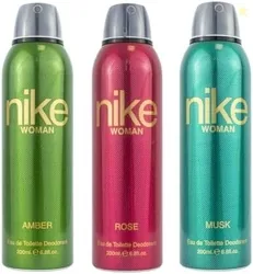 Women Deodorant Spray Combo (Amber + Rose + Musk)  200ml Each | Pack of 3 Long Lasting Body Spray | Odour Control & Freshness | Deo for Women