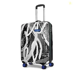 Skybags Stroke Printed Large Size Hard Case Trolley Bag, Black-White | Lightweight, Stylish, 8-Wheels, Polypropylene+ABS Case, Combination Lock, Spaci