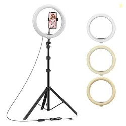 Tygot 10 Inches Big LED Ring Light for Camera, Phone, tiktok, YouTube, Video Shooting and Makeup, 10" inch Ring Light with 7 Feet Long Foldable and Li