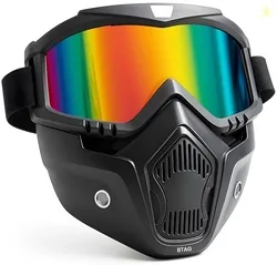 Btag Anti Scratch UV Protective Motorcycle Face Mask with Detachable Goggles | Anti-Fog UV Protection Riding Mask with Removable Breathable Filter | F