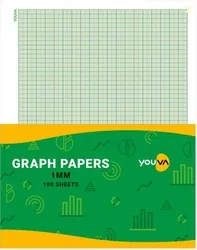 Youva Regular 1 ruled/1 graph 22cm x 28cm 68 gsm Graph Paper (Set of 100, Multicolor)