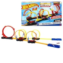 Hot Wheels Multi-Loop Race Off Playset, with 1 Car, Knock Down Flags to Score Points & Break the Loop, Toy for Kids 4 to 10 Years Old