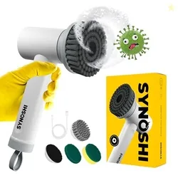 SYNOSHI Electric Spin Scrubber,Power Cleaning Brush With 3 Heads,Cordless Waterproof Shower Scrubber With Dual Speed,Perfect For Cleaning Bathroom,Til