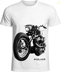 Police Men's Graphic Print T-Shirt | Super Combed Cotton Rich Fabric | Round Neck Half Sleeve Casual Tee | Regular Fit | White