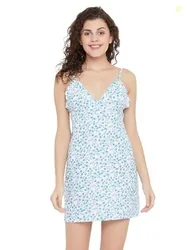 Women Cotton Nighty Floral, Short