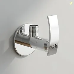 GLOXY Premium Angle Valve for Bathroom with Delight Lever - One Way Angle Valve with Wall Flange - Angle Cock With Chrome Finish for Kitchen Sink, Bat
