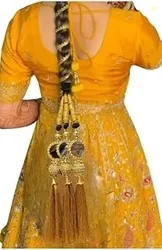 Paranda Gold Mirror Paranda, Traditional Punjabi Hair Accessory with Tassels Handcrafted Bridal Hair Traditional Punjabi Paranda for Women & Girls Han