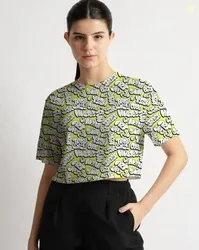 Attire Empire Women Typographic Print Relaxed Fit Top