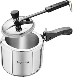 Lifelong 2L Tri Ply Stainless Steel Pressure Cooker | Inner Lid Design | Silicone Gasket | Induction & Gas Compatible for Rice, Dal, Rajma, Chole | 2.