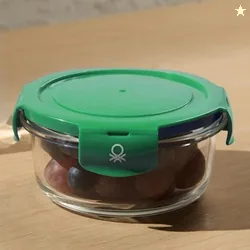 United Colors of Benetton Glass Food Storage Container 840 Ml Airtight Lid | 840 ml borosilicate glass with leakproof airtight lid; microwave, oven, f