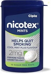 Cipla Nicotex Mints | Nicotine 2mg Lozenges (60 Pcs)| Helps Quit Smoking | Sugar Free | Cool Mint Plus Flavour (10 * 6 Pcs)