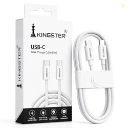 KINGSTER 60W USB-C to USB-C Cable, 1 Metre Nylon Braided PD Fast Charging and 480Mbps Data Transfer Cable for iPhone 15 and Later, MacBook, iPad and S
