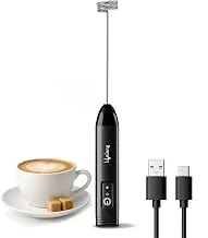 Lifelong Rechargeable Milk Frother and Beater with USB Type-C | Double Spring Whisk Handheld Foam Maker for Coffee, Latte, Cappuccino | 3 Speed Settin