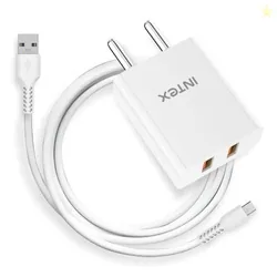 Intex Bolt Quick 65W QCPD Dual Port Output (USB + Type-C), Ultra-Fast Charging Adaptor, Laptop Compatible, Compact & Lightweight, All iPhones, Android