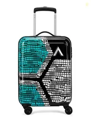 Aristocrat Bruce Blue Hard Luggage 54cm Cabin Trolley Bag with 8-Wheel & Combination Lock