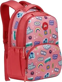Wow 17"/25L Medium Water Resistant School Bag/Casual Backpack/Daypack/4 Compartment Travel Backpack/Kids Bag for Girls - Pink