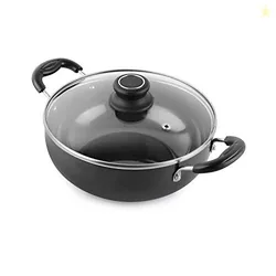 CELLO Classy Hard Anodised Non-Stick Kadhai 3.5 Liter with Glass Lid with Induction Base, Black