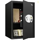 Amazon Basics Digital Safe With Keypad | Metal Safe Locker with LCD Display for Home, Office, Hotel | Gross Capacity - 58L (Net - 51L), Black
