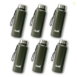 Clazkit Alpha Pro Classic Stainless Steel Water Bottle Single Wall 750ml Set of 6 | Lightweight, Leak-Proof, Reusable | Ideal for School Kid, Office,