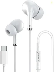 Kratos Tune V5 C Type Earphones Wired, 13mm Bass Drivers Earphone, Inline Control Type c Headphones with Mic, Sweat Resistant, Comfort Fit Type c Earp