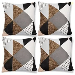 HOKIPO Stretchable Cushion Cover 16x16 in, Set of 4, Multicolor | Stretchable cushion cover, 16x16 in. Set of 4. Hidden zip, machine washable. Fits a
